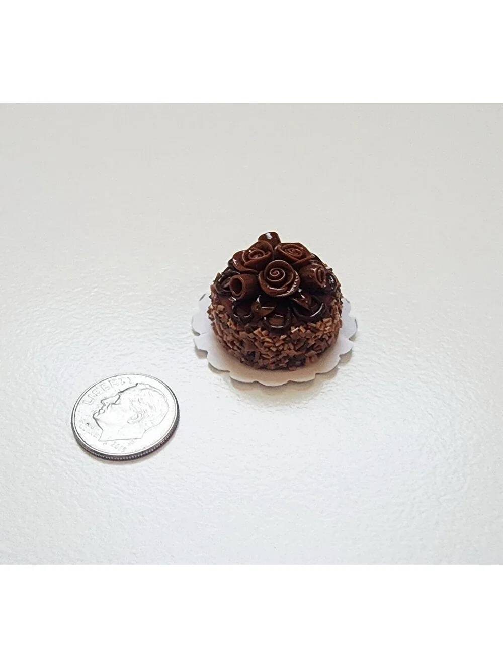 Miniature Dollhouse Double Chocolate Rose Cake